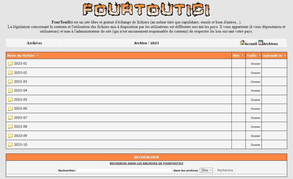 Imprim ecran du site de téléchargement fourtouici